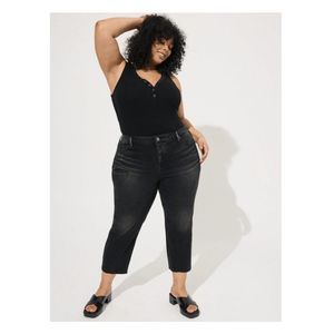 Torrid Crop Boyfriend Jean in Anthracite Black Size 20 NWT $65